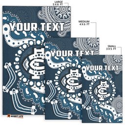 Custom Personalised Carlton Football Area Rug Blues 1864 Boomerang Indigenous Artsy