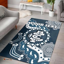 Custom Personalised Carlton Football Area Rug Blues 1864 Boomerang Indigenous Artsy