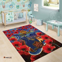 Personalised Cowboys Rugby ANZAC Area Rug Starry Night and Field of Poppies