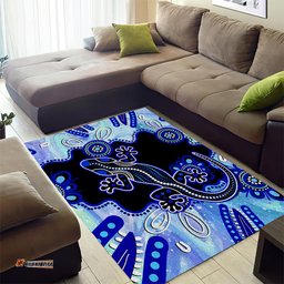 Australia Area Rug Aussie Opal Pattern With Lizard Aboriginal Art Turquoise