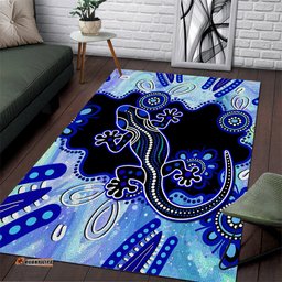 Australia Area Rug Aussie Opal Pattern With Lizard Aboriginal Art Turquoise