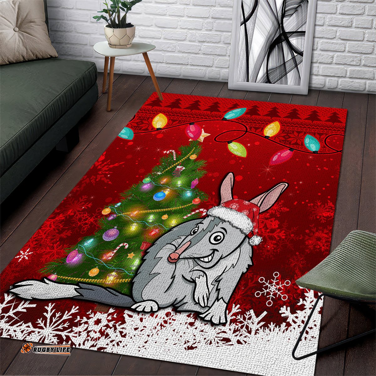 Australia Christmas Area Rug Aussie Bilby Santa Merry Xmas