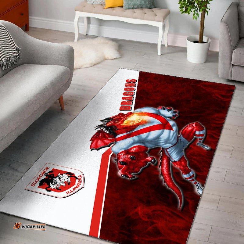 NRL Area Rug Dragons Fire Style