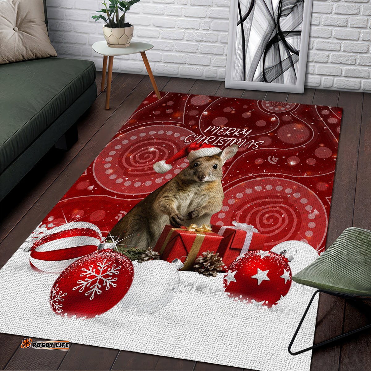 Australia Christmas Wallaby Area Rug Aboriginal Art