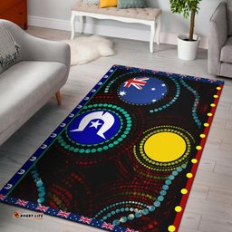 area rug aboriginal dot patterns flag tee aussie