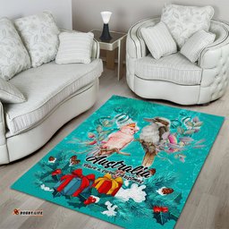 Kookaburra and Cockatoo Area Rug Australia Merry Christmas Aboriginal Teal Style