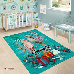 Kookaburra and Cockatoo Area Rug Australia Merry Christmas Aboriginal Teal Style