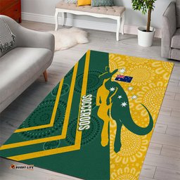 personalised australia socceroos indigenous area rug green gold tee aussie