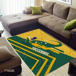 personalised australia socceroos indigenous area rug green gold tee aussie