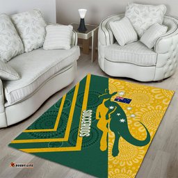 personalised australia socceroos indigenous area rug green gold tee aussie