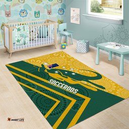 personalised australia socceroos indigenous area rug green gold tee aussie