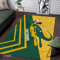 personalised australia socceroos indigenous area rug green gold tee aussie