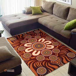 Aboriginal Area Rug Circle Flowers Patterns Ver02