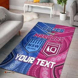 Custom Personalised Blues and Maroons Rugby Area Rug Origin NSW Combine Queensland Aboriginal Australian