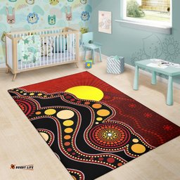 Aboriginal Area Rug Australia Aboriginal Lives Matter Flag Circle Dot Painting Art