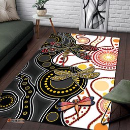 aboriginal dragonfly area rug white style tee aussie