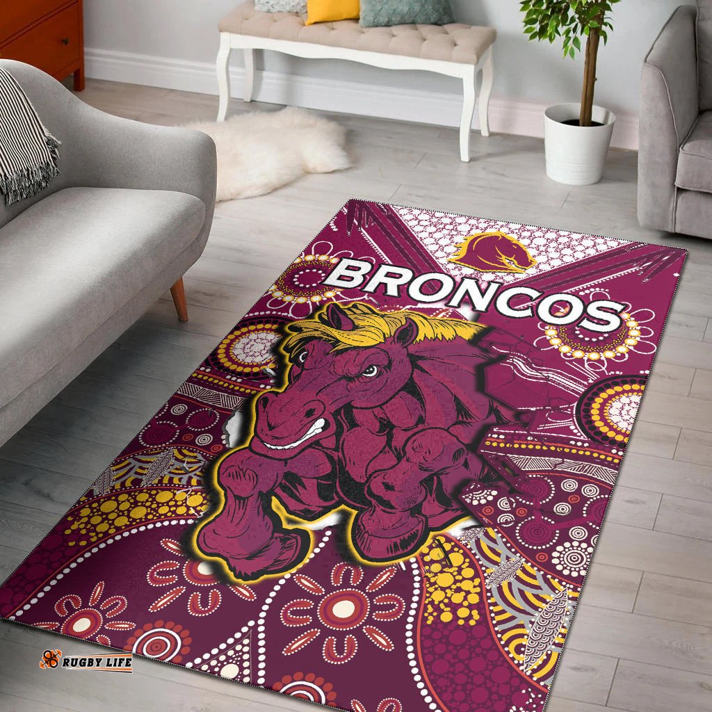 broncos rugby area rug indigenous pattern artsy ver.01 tee aussie