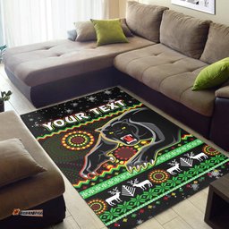 Custom Personalised Panthers Christmas Area Rug Aboriginal Pattern Penrith Black Version