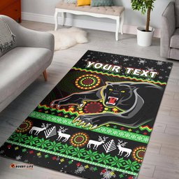 Custom Personalised Panthers Christmas Area Rug Aboriginal Pattern Penrith Black Version