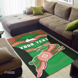 Custom Personalised Rabbitohs Rugby Area Rug Souths 1908 Aboriginal Dot Painting Go Bunnies
