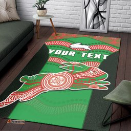 Custom Personalised Rabbitohs Rugby Area Rug Souths 1908 Aboriginal Dot Painting Go Bunnies