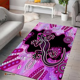 Australia Area Rug Aussie Opal Pattern With Lizard Aboriginal Art Pink