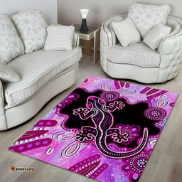 Australia Area Rug Aussie Opal Pattern With Lizard Aboriginal Art Pink