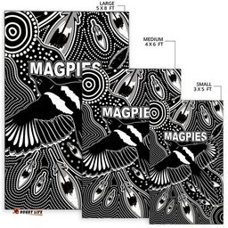 Collingwood Magpies Area Rug Aboriginal Art