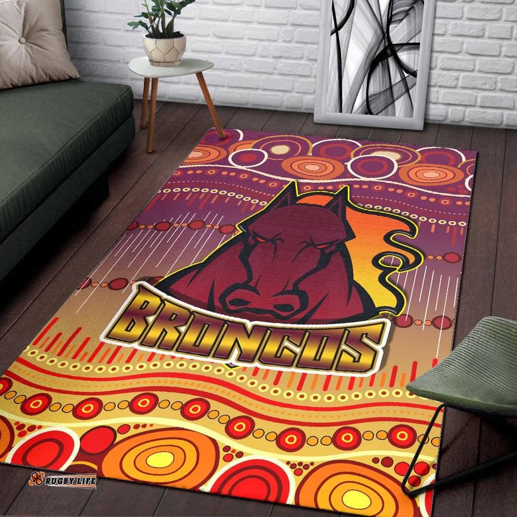 Broncos Rugby Area Rug Horse Aboriginal Patterns Area Rug