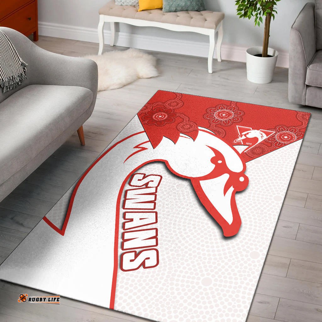 Sydney Football Area Rug Swans 1874 Dot Painting Artsy Ver.02
