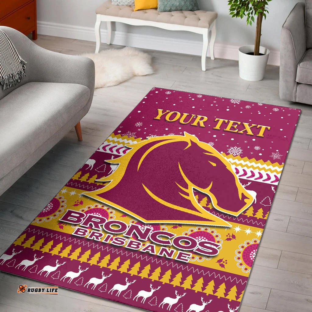 custom personalised broncos aboriginal area rug christmas brisbane tee aussie