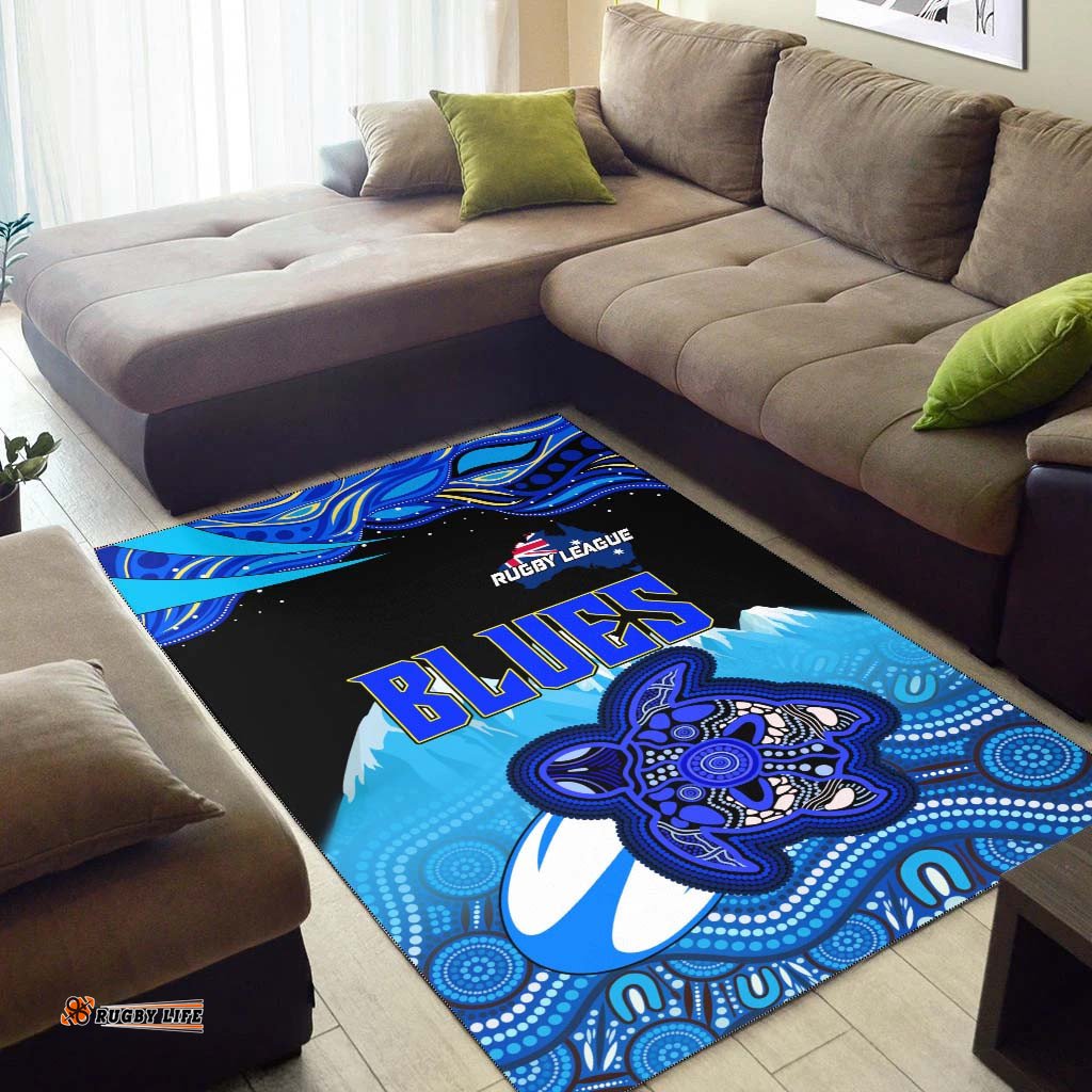 Blues Rugby Area Rug Blues Rugby League Turtle and Mountain Aboriginal Culture Rug