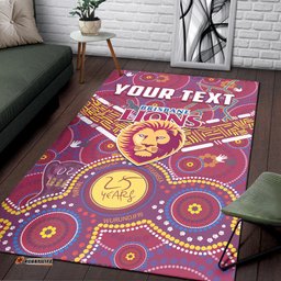 Custom Personalised Brisbane Football Area Rug Indigenous Pattern Go Lions Unique Version