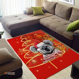 Personalised Australia Koala Christmas Area Rug Aboriginal Art With Golden Wattle