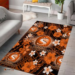 Australian Scorchers Cricket Area Rug Baeuty Pacific Hibiscus and Polynesian Pattern