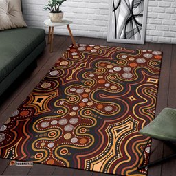 Area Rug Aboriginal Dot Painting Depicting Connection Concept