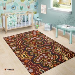 Area Rug Aboriginal Dot Painting Depicting Connection Concept