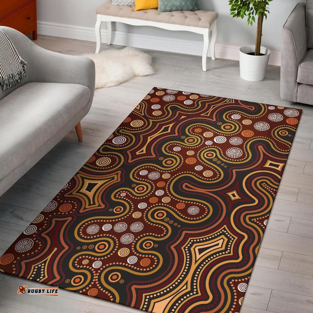 Area Rug Aboriginal Dot Painting Depicting Connection Concept