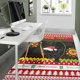Custom Personalised Panthers Christmas Area Rug Penrith Snow mix Indigenous