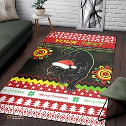 Custom Personalised Panthers Christmas Area Rug Penrith Snow mix Indigenous