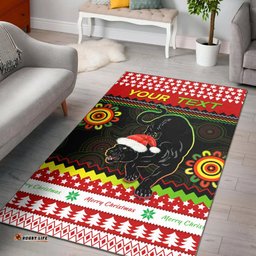 Custom Personalised Panthers Christmas Area Rug Penrith Snow mix Indigenous