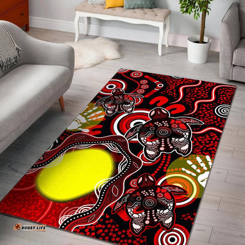 Aboriginal Flag NAIDOC Turtle Area Rug
