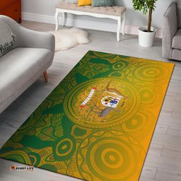 Aboriginal Area Rug Australia Rugby and Coat Of Arms Ver01
