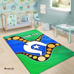 Custom Torres Strait Islands Area Rug Flag with Aboriginal Patterns