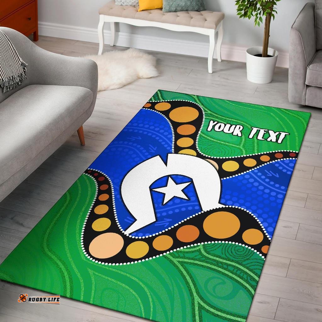 Custom Torres Strait Islands Area Rug Flag with Aboriginal Patterns