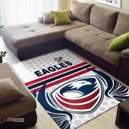USA Rugby Area Rug Eagles Simple Style White