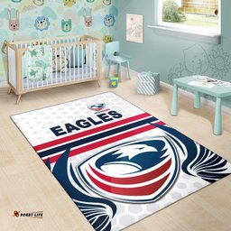 USA Rugby Area Rug Eagles Simple Style White