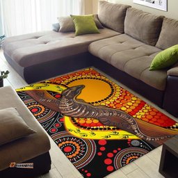Area Rug Australian Aboriginal Dot Painting Sun and Lizard