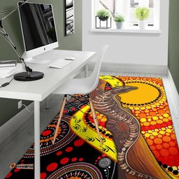 Area Rug Australian Aboriginal Dot Painting Sun and Lizard