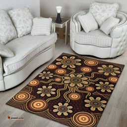 Area Rug Aboriginal Flower Dot Painting